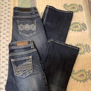 2 PR Rock & Roll Cowgirl Jeans Mid Rise 27x32 EUC